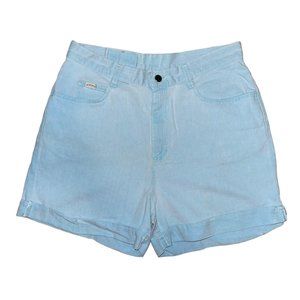 Vintage Lee Riders Mom Shorts Womens 14 Med High Rise Aqua Blue Pockets Retro